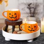 Maxsoins 2 PACKS Halloween Pumpkin Mug Set 14 oz-Cute and Spooky Ceramic Coffee Mugs for Fall Halloween Party Home Decor