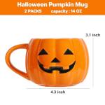 Maxsoins 2 PACKS Halloween Pumpkin Mug Set 14 oz-Cute and Spooky Ceramic Coffee Mugs for Fall Halloween Party Home Decor