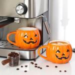 Maxsoins 2 PACKS Halloween Pumpkin Mug Set 14 oz-Cute and Spooky Ceramic Coffee Mugs for Fall Halloween Party Home Decor