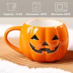 Maxsoins 2 PACKS Halloween Pumpkin Mug Set 14 oz-Cute and Spooky Ceramic Coffee Mugs for Fall Halloween Party Home Decor