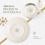 Spode Christmas Tree Teacup & Saucer Set - 7 Oz Earthenware Cup for Tea, Coffee, Cappuccino, Espresso - Holly & Mistletoe Holiday Accents - Holiday Collection Design for Gifting