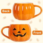 Maxsoins 2 PACKS Halloween Pumpkin Mug Set 14 oz-Cute and Spooky Ceramic Coffee Mugs for Fall Halloween Party Home Decor