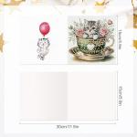 6 Pack DIY Cat in Teacup Diamond Painting Greeting Cards with Envelopes – Cute Animal Rhinestone Art Craft Kit, Handmade Crystal Card Set, Diamond Art Kits for Adults