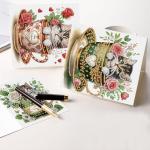 6 Pack DIY Cat in Teacup Diamond Painting Greeting Cards with Envelopes – Cute Animal Rhinestone Art Craft Kit, Handmade Crystal Card Set, Diamond Art Kits for Adults