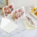 6 Pack DIY Cat in Teacup Diamond Painting Greeting Cards with Envelopes – Cute Animal Rhinestone Art Craft Kit, Handmade Crystal Card Set, Diamond Art Kits for Adults