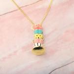 BEKECH Stacked Teacup Necklace Faily Cartoon Tales Movie Gift for Women Tea Party Accessories Tea Lover Gift (gold)