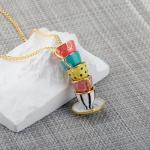 BEKECH Stacked Teacup Necklace Faily Cartoon Tales Movie Gift for Women Tea Party Accessories Tea Lover Gift (gold)