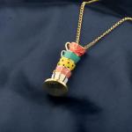 BEKECH Stacked Teacup Necklace Faily Cartoon Tales Movie Gift for Women Tea Party Accessories Tea Lover Gift (gold)