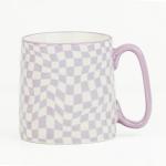 10 Strawberry Street Bella Mug, Purple Checks, Set of 4