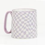 10 Strawberry Street Bella Mug, Purple Checks, Set of 4