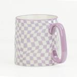 10 Strawberry Street Bella Mug, Purple Checks, Set of 4