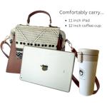 Designer Vegan Leather Handbag for Women Tan Brown Crossbody Tote and Shoulder Bag Medium Size Purse