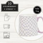10 Strawberry Street Bella Mug, Purple Checks, Set of 4