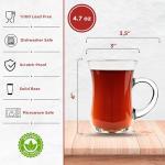 yersiz Turkish Tea Glasses With Handle - 6 pcs Tea Cups, Slim Waist Design and Thick Sole Prevent the Tea From Getting Cold, Capacity 145cc, 4 3/4 Oz, 2.5" x 4H