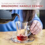 yersiz Turkish Tea Glasses With Handle - 6 pcs Tea Cups, Slim Waist Design and Thick Sole Prevent the Tea From Getting Cold, Capacity 145cc, 4 3/4 Oz, 2.5" x 4H