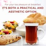 yersiz Turkish Tea Glasses With Handle - 6 pcs Tea Cups, Slim Waist Design and Thick Sole Prevent the Tea From Getting Cold, Capacity 145cc, 4 3/4 Oz, 2.5" x 4H