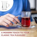 yersiz Turkish Tea Glasses With Handle - 6 pcs Tea Cups, Slim Waist Design and Thick Sole Prevent the Tea From Getting Cold, Capacity 145cc, 4 3/4 Oz, 2.5" x 4H