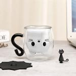 Phitihui Cat Mugs, Double Wall Glass Cute Coffee Tea Cup, Graduation Valentines Mothers Day Easter Halloween Christmas Gifts for Women Wife Mum Her Girl Teacher Friend, Birthday Present Idea
