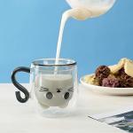 Phitihui Cat Mugs, Double Wall Glass Cute Coffee Tea Cup, Graduation Valentines Mothers Day Easter Halloween Christmas Gifts for Women Wife Mum Her Girl Teacher Friend, Birthday Present Idea