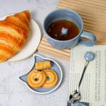 Koolkatkoo Ceramic Tea Cup Cat Coffee Mug - Mugs with Lid and Spoon, Ceramic Animals inside Milk Mug, Cat Gifts for Men, Birthday Christmas Gifts, 10oz Grey