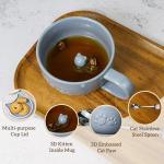 Koolkatkoo Ceramic Tea Cup Cat Coffee Mug - Mugs with Lid and Spoon, Ceramic Animals inside Milk Mug, Cat Gifts for Men, Birthday Christmas Gifts, 10oz Grey
