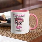Cute Flamingo With Big Eyes Design On Mug, Personalized Flamingo Themed Tea Cup, Customized Name Flamingo Lover Coffee Mug, Novelty Ceramic Cup For Flamingo Enthusiasts, Animal Mug