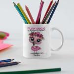 Cute Flamingo With Big Eyes Design On Mug, Personalized Flamingo Themed Tea Cup, Customized Name Flamingo Lover Coffee Mug, Novelty Ceramic Cup For Flamingo Enthusiasts, Animal Mug