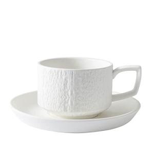 JinGlory Rock Texture Embossed Ceramic Coffee Set Tea Set,Cappuccino Espresso,Novelty Ceramic cup and Saucer for Friends/Women/Men/Mother/Father,6 oz,White