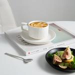 JinGlory Rock Texture Embossed Ceramic Coffee Set Tea Set,Cappuccino Espresso,Novelty Ceramic cup and Saucer for Friends/Women/Men/Mother/Father,6 oz,White