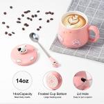 Bgbg Cute Cat Mug, Novelty Ceramic Coffee Tea Milk Cup with Lovely Kitty Lid, Kawaii Claw Spoon, Anime Coaster, Novelty Things Birthday Christmas Gift for Cat Lovers Women Her, 14 oz, Pink