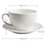 ionEgg Porcelain Coffee Cup with Saucer 220ml/7.3oz for Cappuccino, Latte, and Tea, Elegant White