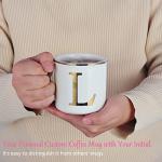 Miicol Ceramic Coffee Mug 16 oz, Monogram Coffee Cup, Golden Initial Tea Mug, Personalized Tea Cup, Unique Gift, Large Mug for Home, Office, Letter L