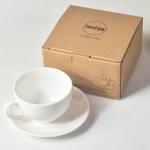 ionEgg Porcelain Coffee Cup with Saucer 220ml/7.3oz for Cappuccino, Latte, and Tea, Elegant White