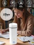 balbali Travel Kettle - 12oz Portable Electric Kettle for Boiling Water - Self Heating Cup/Thermos - Single Size Personal Tea Maker -Hot Water Boiler/Heater/Warmer - White
