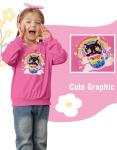 Girls Fall Pullover Hoodies Long Sleeve Sweatshirt Black Cat Bubble Tea Cup Hot Pink Trendy Kids Daily Attire