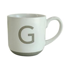 COLLECTIVE HOME - Ceramic Mug, Uppercase Letter Design, Matte Sandstone Texture, Minimalist and Stylish, 15oz, Perfect for Personalized Gifts (G)