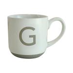 COLLECTIVE HOME - Ceramic Mug, Uppercase Letter Design, Matte Sandstone Texture, Minimalist and Stylish, 15oz, Perfect for Personalized Gifts (G)