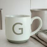 COLLECTIVE HOME - Ceramic Mug, Uppercase Letter Design, Matte Sandstone Texture, Minimalist and Stylish, 15oz, Perfect for Personalized Gifts (G)