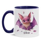 Adorable Bat Lover Coffee Mug, Personalized Name Bat Design Cup, Animal Themed Accent Mug 11oz 15oz, Customized Bat Ceramic Cup, Custom Animal Mug For Kids, Whimsical Bat Illustration Cup