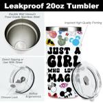 Inspired Cartoon Mouse Tumbler, Magic Mouse Lovers Coffee Mug Animal Lovers Mouse Themed Gifts for Women Girls Friends Friendship Birthday Christmas 20 oz Stainless Steel Travel Thermos Insulated Cup