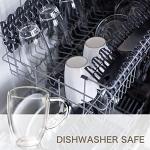 Hcojoul Double Wall Glass Coffee Mug, 12 oz Clear Insulated Tea Cup Set of 4, Drinking Cups With Handle for Cold/Hot Drinks, Latte, Cappuccino, Espresso