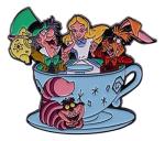Alice Cartoon in Wonderland Characters in Teacup 1 Inch Tall Metal Enamel Pin