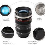 AMZHUB Camera Lens Coffee Mug,Travel Coffee Cup,Stainless Steel Lens Mug Thermos Camera Mugs with Lid and Spoon,Cool Gifts for Photographers Men and Women