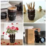 AMZHUB Camera Lens Coffee Mug,Travel Coffee Cup,Stainless Steel Lens Mug Thermos Camera Mugs with Lid and Spoon,Cool Gifts for Photographers Men and Women