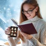 Hyturtle Cute Ghost Read Book Mug - Black Coffee Cup Ceramic Mug 15 Oz And Keychain - Book Gifts For Women Lover - Bookish Gift For Bookworm Librarian - Inspirational Librarian Present For Halloween