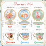 Teenyyou Set of 18 Tea Cups and Saucers Tea Party Decorations Floral Porcelain 5.4 oz British Gift for Women Birthday Party, Church, and Mother's Day (Classic Style)