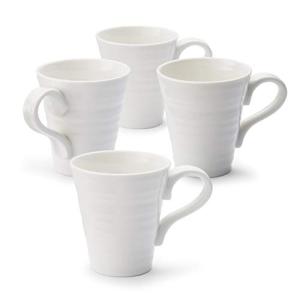 Portmeirion Sophie Conran White Mugs | Set of 4 | 12.5 Ounce Mugs for Coffee, Tea, and Hot Cocoa | Made from Fine Porcelain | Microwave and Dishwasher Safe
