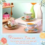 Teenyyou Set of 18 Tea Cups and Saucers Tea Party Decorations Floral Porcelain 5.4 oz British Gift for Women Birthday Party, Church, and Mother's Day (Classic Style)