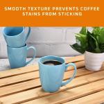Bruntmor Ceramic Coffee Mug Set of 6 - Unique Tea and Coffee Mug Set - Microwavable, Dishwasher Safe - Bulk Mugs - Blue