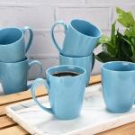 Bruntmor Ceramic Coffee Mug Set of 6 - Unique Tea and Coffee Mug Set - Microwavable, Dishwasher Safe - Bulk Mugs - Blue